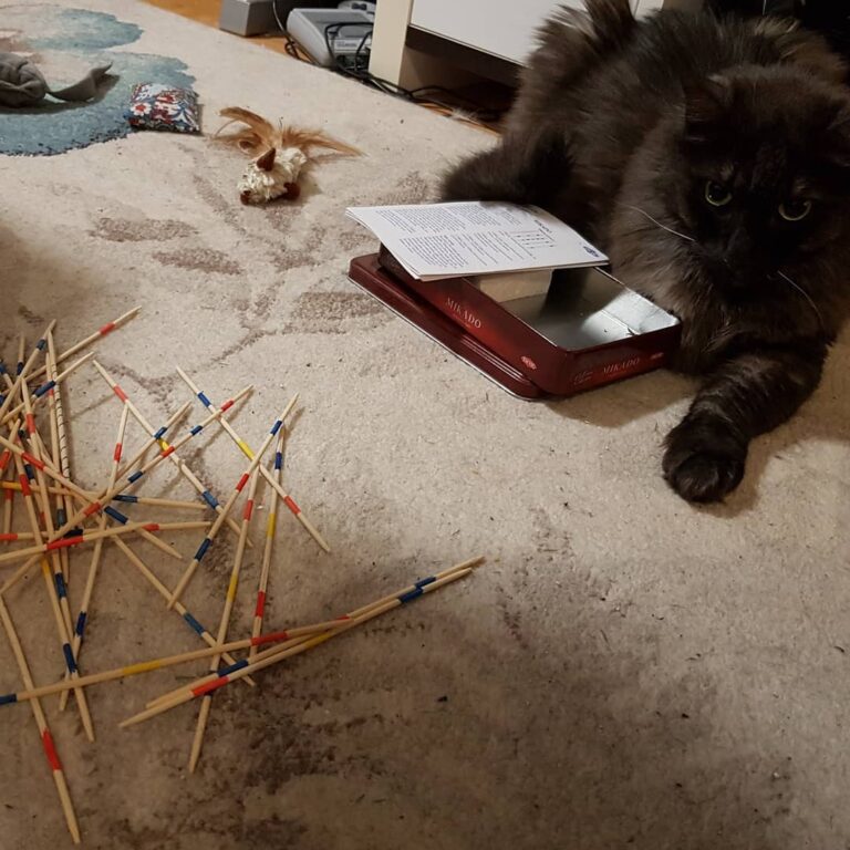 Bord game night – Arvo helping with Mikado
