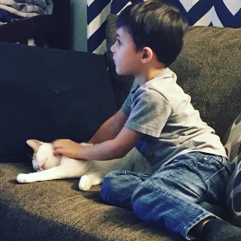 A boy and his kitty