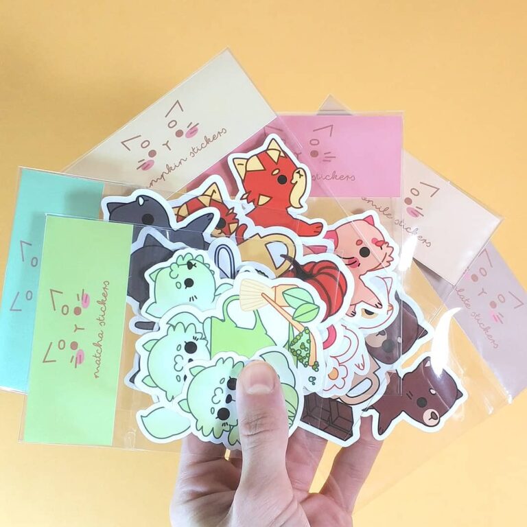 We love Tea Cats stickers Availables at moneriesco.etsy.com link in