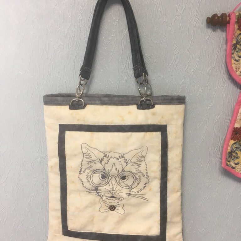 Excited to share this item from my shop: Tote Bag with Cat Embroidery