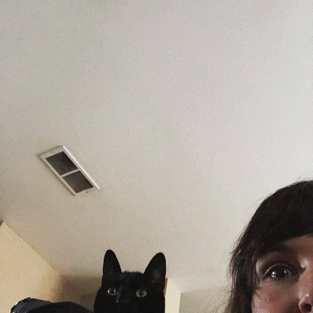 Peek-a-Harvey (and cat mom) _