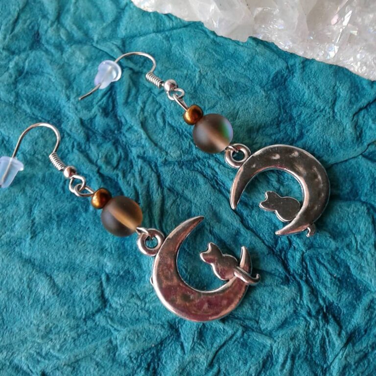New! Cat and moon earrings