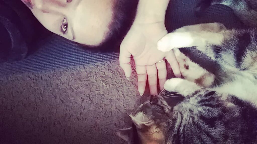 This morning, while I did yoga, the cats went crazy. Luna attacked my